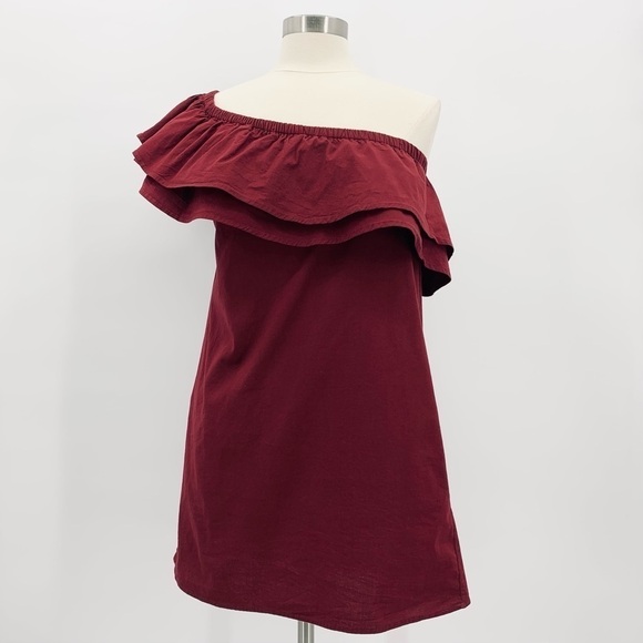 Sincerely Jules “Everly” One Shoulder Red Ruffle Mini Dress Size Small - Picture 4 of 12
